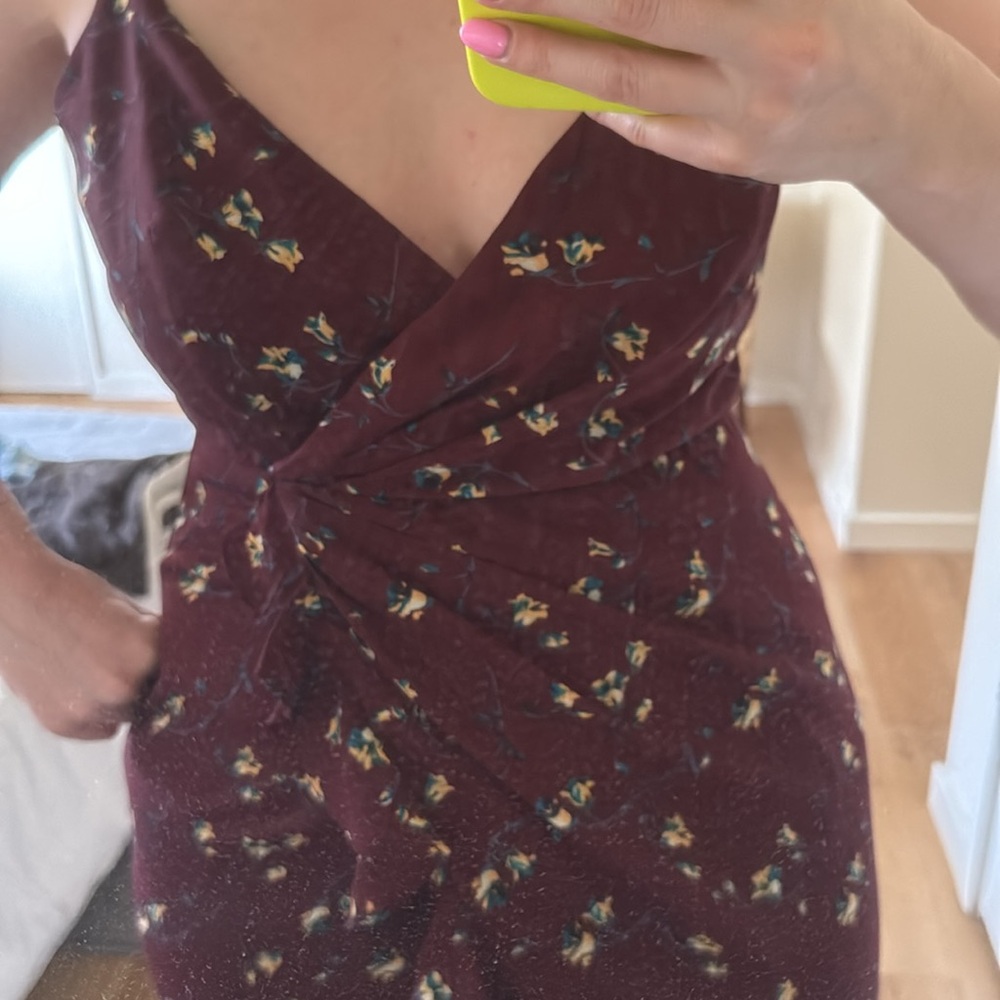 Deep Maroon Ruffle Dress - Picture 3 of 3
